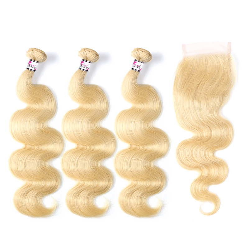 613 Virgin Body Wave Hair Bundles With 4x4 Lace Closure